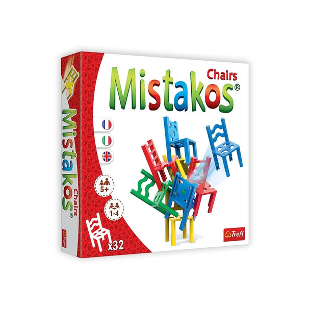 Trefl Mistakos Chairs 4-player stacking skill game with colorful chair pieces