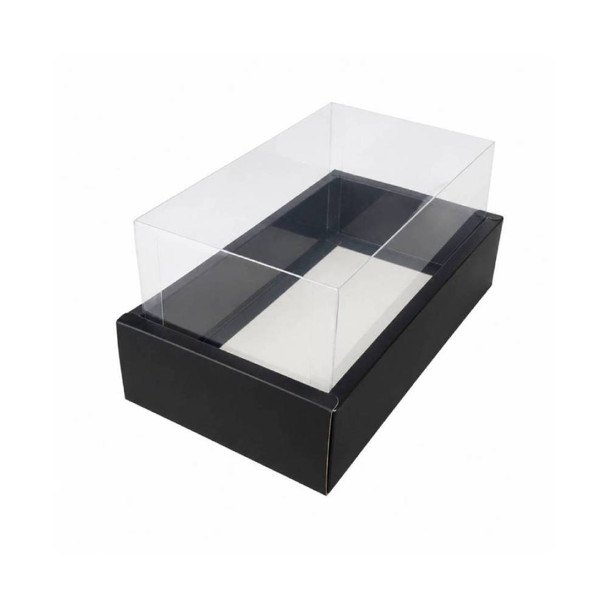 Black Rectangular Gift Box with Clear Transparent Lid - 14x25x13cm | D31-BK