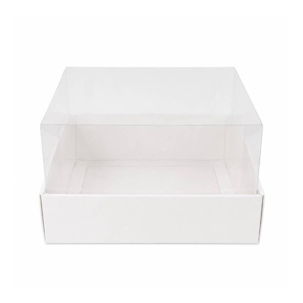 White Square Gift Box with Clear Transparent Lid - 25x25x15cm | D38-WH