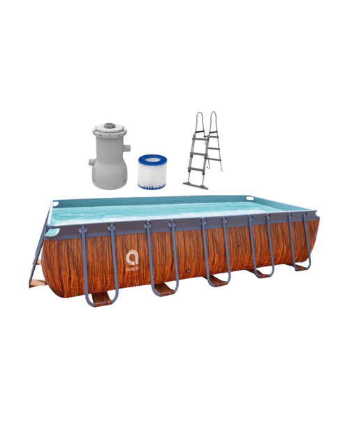 Jilong Avenli Rectangular Frame Wooden Pool Set with Filter Pump & Ladder - 400×200×99cm | 17823EU-EUB