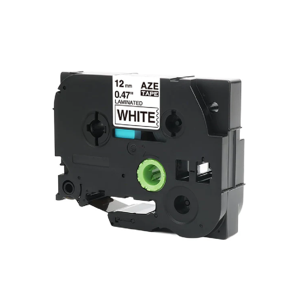 TZe-231 compatible Brother laminated label tape cassette black on white OM-TZ2-231