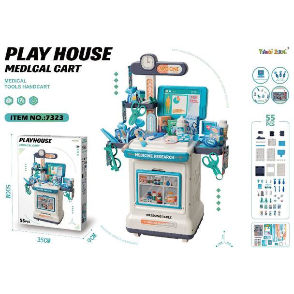 Research and Medical Table Trolley Tool Set 7323 pretend doctor and clinic playset for kids