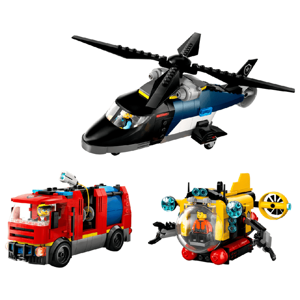 LEGO City Helicopter Fire Truck and Submarine Remix 60462 building set 874 pieces