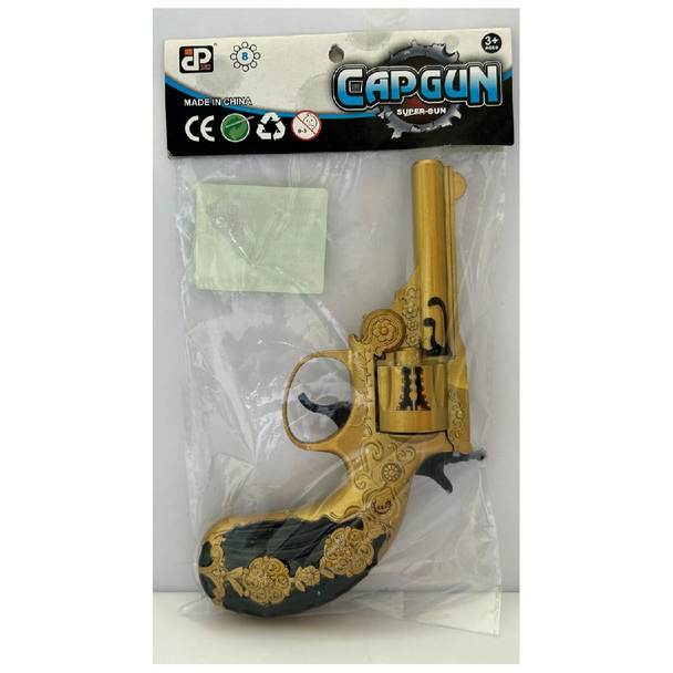 Gold Plated Pistol Capgun Pretend Playset 213-1