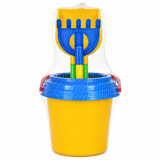 Beach Bucket with Water Can Shovel and Sand Molds Yellow 677 YELLOW