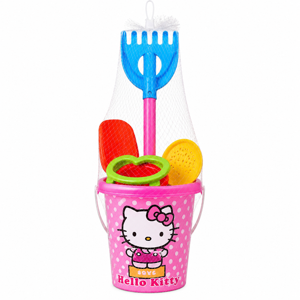 Beach Bucket with Water Can Shovel and Sand Molds Pink 677 PINK