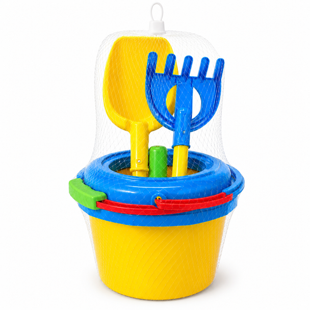 Beach Set with Bucket Molds Shovel and Water Can Yellow 671/1 YELLOW
