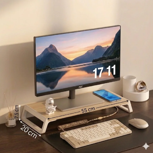 Laptop and Computer Monitor Riser Stand Natural Wood MRD005