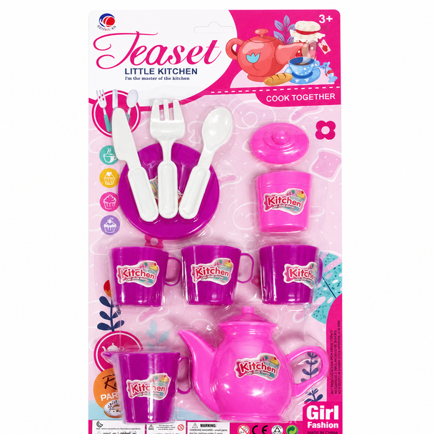 Kitchen Series Plastic Tea Pot Cups and Accessories Playset 1008-3