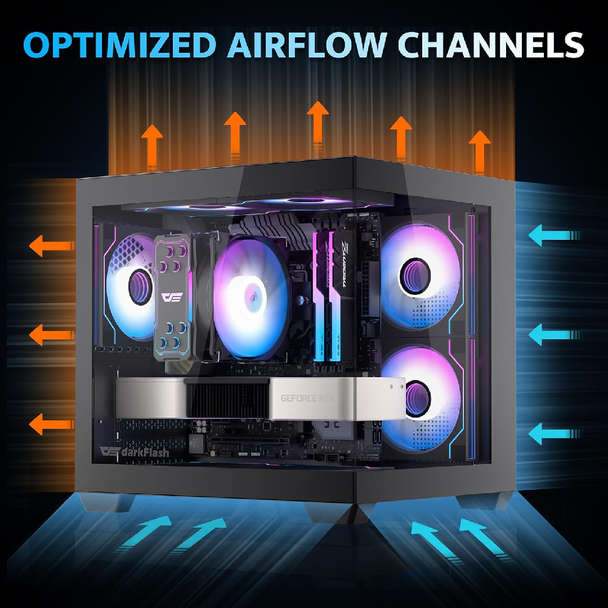 DarkFlash C275P M-ATX PC Case Black | DF-C275P-BK