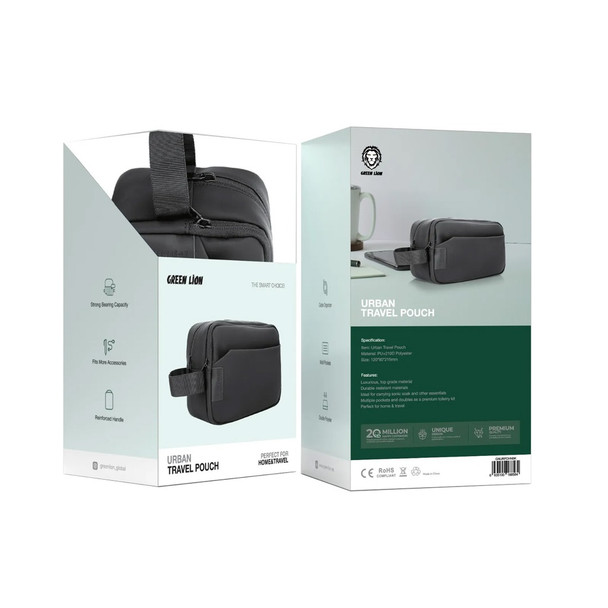 Green Lion Urban Travel Pouch - Black | GNURPCHNBK