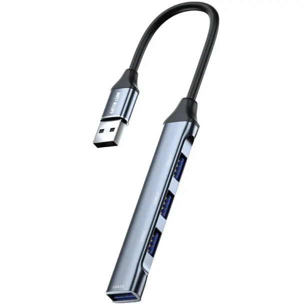 Green Lion 4-In-1 USB Hub - Docking Station Adapter - Black | GN4N11HUSBCBK