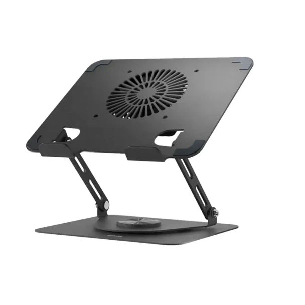 Green Lion Adjustable Laptop Stand with Cooling Fan- Black | GNAD360STDBK