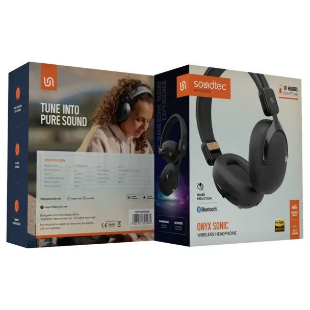Porodo Soundtec Onyx Sonic Wireless Headphone - Black | PDSTWLEP053BK
