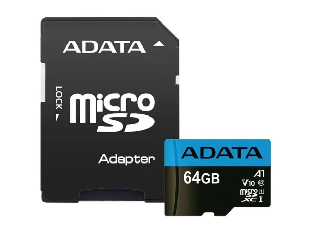 ADATA 64GB microSDXC Class 10 A1 Memory Card AUSDX64GUICL10A1-RA1