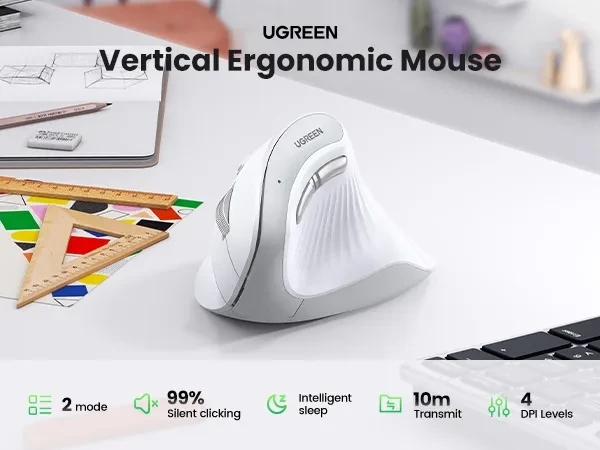 UGREEN MU008 Vertical Mouse Bluetooth & Wireless Silent 4000 DPI | 45759