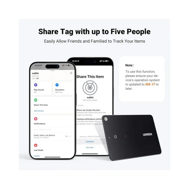 UGREEN CM817 Ultra-Slim Bluetooth Tracker Apple Find My Certified Waterproof & Rechargeable | 45298