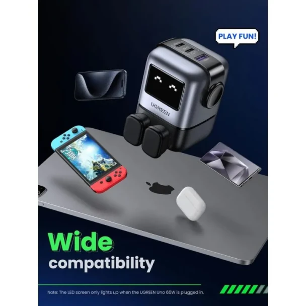 UGREEN Uno Charger 65W 3-Port GaN Fast Charger Futuristic Robot Design