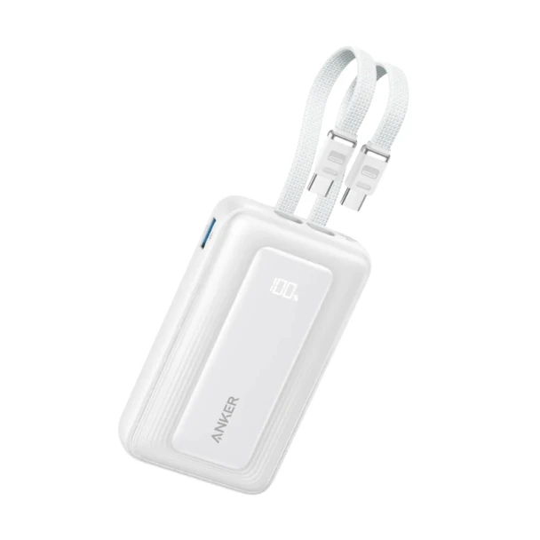 Anker Zolo 10000mAh 35W Power Bank White A1680H22 with Built-in Dual USB-C Cables