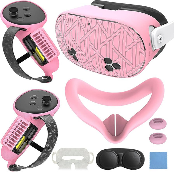 Silicone Protective Cover Kit 6 in 1 For Meta Quest 3S - Pink