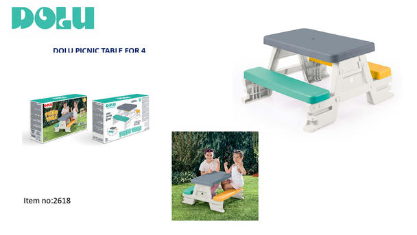 Dolu Picnic Table for 4 Kids 2618 indoor outdoor plastic picnic table with bench seating