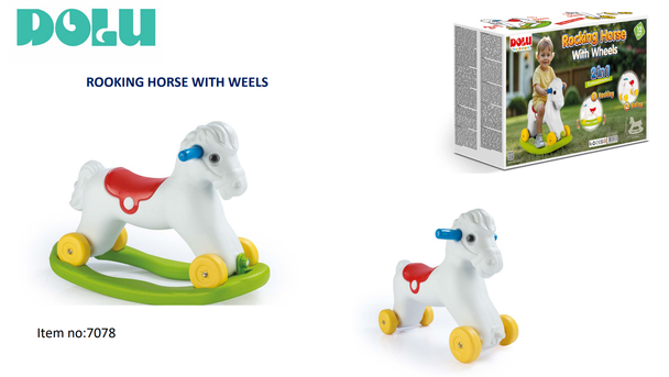 Dolu 2-in-1 Rocking and Riding Horse with Wheels 7078 for toddlers 12 months plus