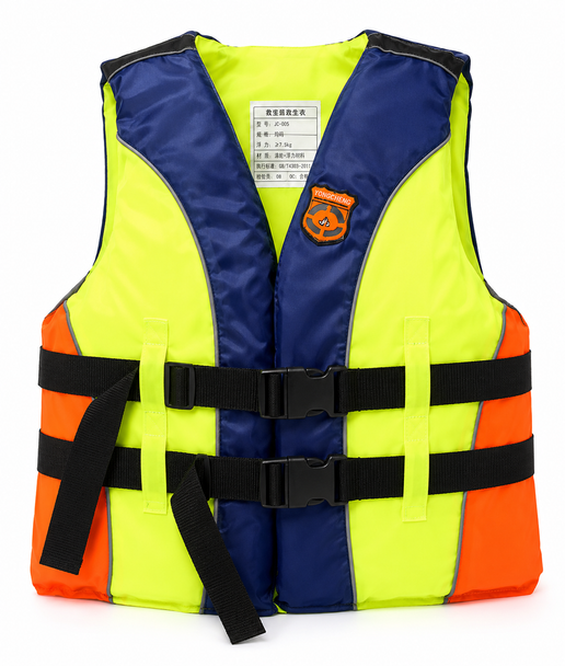 Life Jacket Vest Yellow Navy Orange ALAH-085 with adjustable buckle straps for supervised water activities