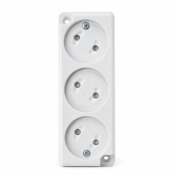 Triple Surface Mount Power Socket 16A 250V SMTS-16250 white triple wall socket