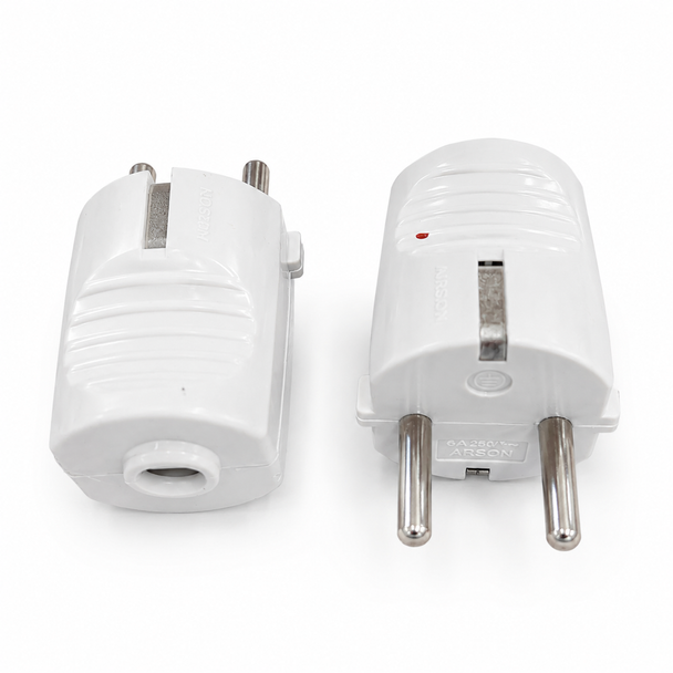 Arson White 2-Pin Plug Adapter 6A 250V ARS-ADP-6250