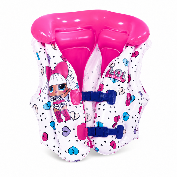 LOL Surprise Kids Swim Vest 32171 inflatable pink swim vest with front buckles