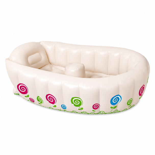Ages 0-12M Tiny Tots Baby Bath Tub 17118 inflatable cream baby bathtub with floral print