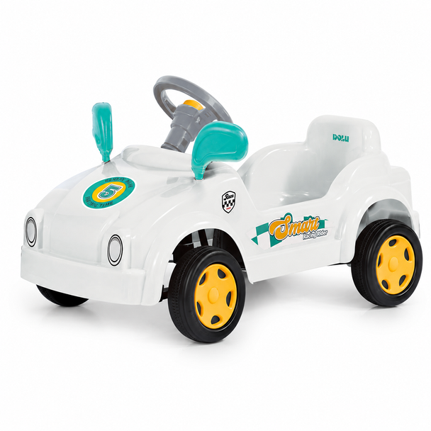 Dolu Pedal Car 50x71x27cm 2684/1 white ride-on pedal car with steering wheel and yellow wheels