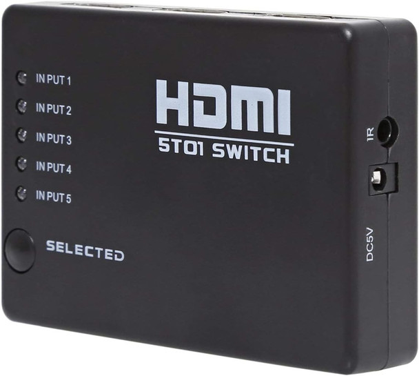 HDMI 5 In 1 Out Switch Selector Splitter Hub with IR Remote for TV monitor projector and gaming console setup