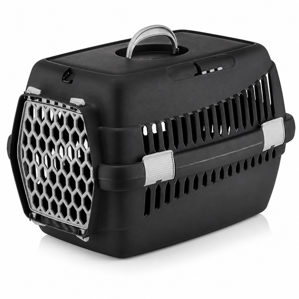 Cat Carrier Box Medium Black With Grey Door OM-BX-M-BK-GY pet transport carrier