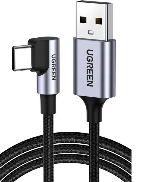 UGREEN USB to Angled USB-C Fast Charge & Sync Cable 2M Black