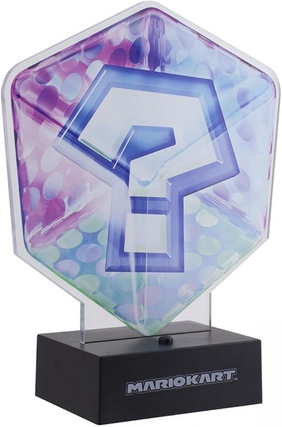 Paladone Mario Kart Acrylic Question Block Light inspired by the iconic Mario Kart question block