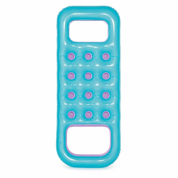 Blue inflatable pool lounge with lilac accents and two open sections model 43110