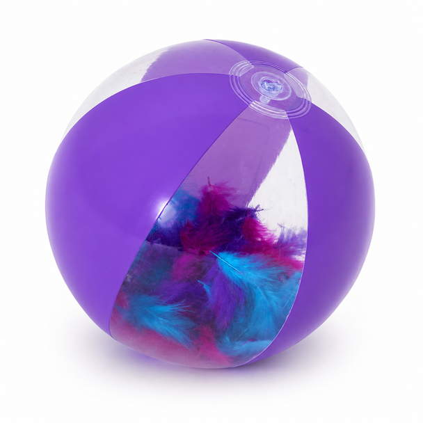 Bestway Flirty Feather purple transparent inflatable beach ball with colorful feathers 41cm 31051