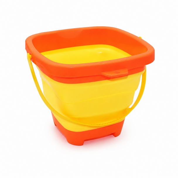 Kids Yellow and Orange Collapsible Beach and Sand Bucket with Handle - 668-2