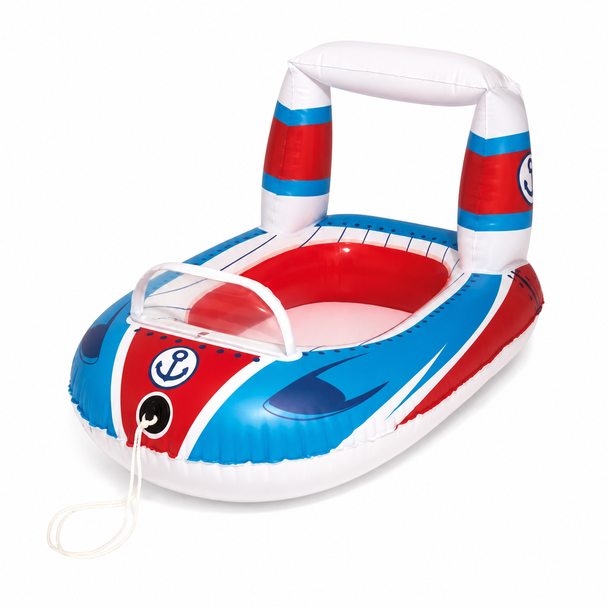 Bestway Vehicle Cruisers Blue and Red Inflatable Kiddie Boat with Sunshade and Tow Rope - 34106/1