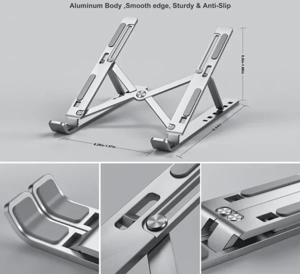 N3 Adjustable Aluminum Laptop & iPad Stand - Silver | PA00219-N3