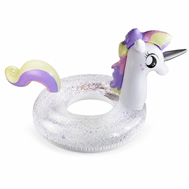 White and Purple Glitter Unicorn Inflatable Swim Ring - AL1546-8