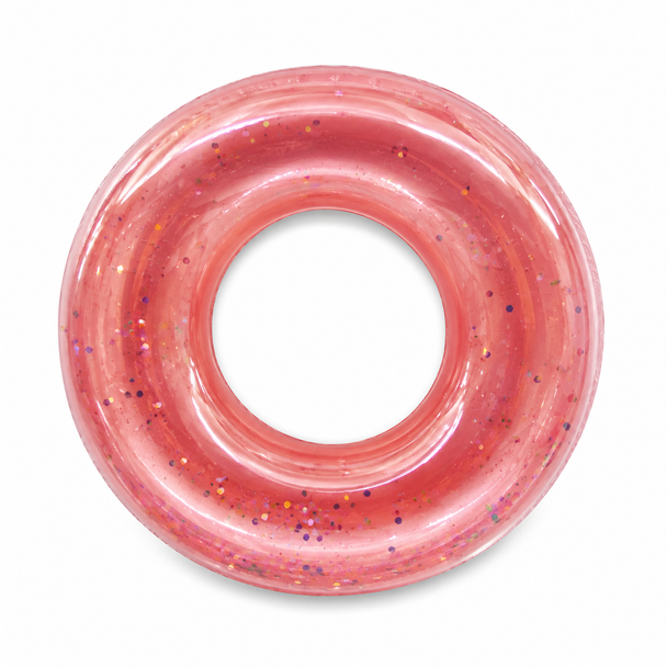 Pink Transparent Glitter Inflatable Swim Ring - AL1546-12