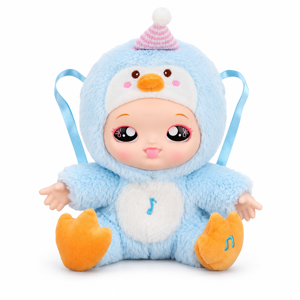 Soothing Plush Baby Doll Backpack with Light & Sounds - Blue | H03-27