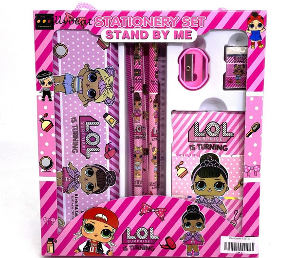 LOL Surprise Pink Stationery Set with Pencil Case Notebook and School Supplies - WJ1942A