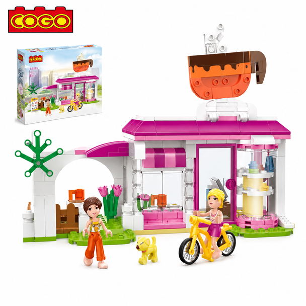 COGO Girls Happy Coffee Shop Multicolor Building Block Playset - 4573