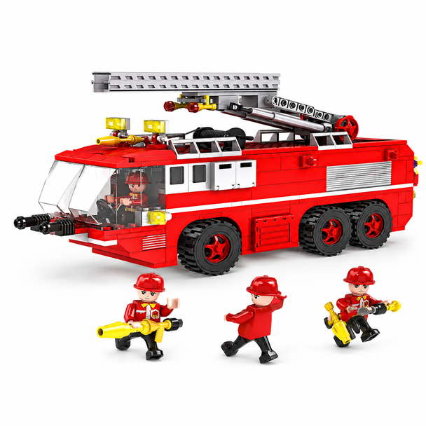 COGO Fire Truck 412-Piece Ladder Fire Engine Building Block Set - 3615