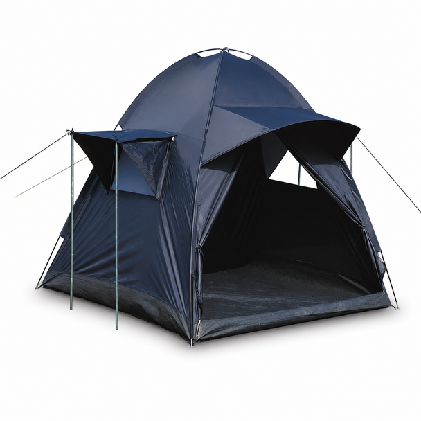 Cool Mount Dark Blue Dome Camping Tent with Extended Canopy and Mesh Windows - 67414