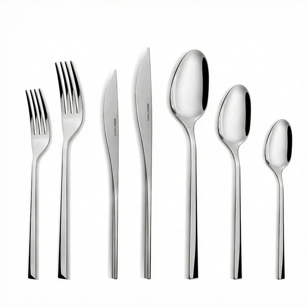 Karaca New Everest 84-Piece 18/10 Stainless Steel Platinum Cutlery Set for 12 People - 153.03.08.1815