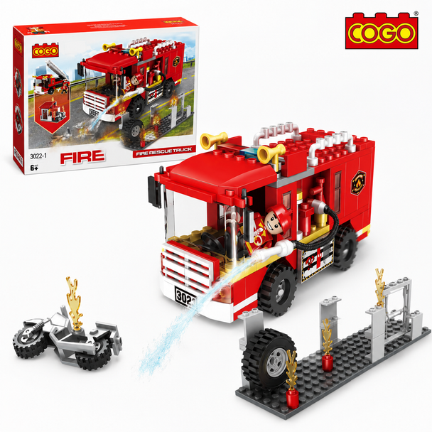 COGO 3022-1 3022-3 2-in-1 Fire Rescue Truck 184-Piece Building Block Set